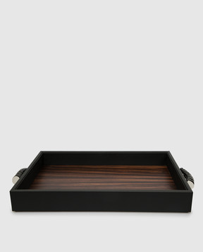 Lorenzi MIlano Wooden tray covered with leather 402111