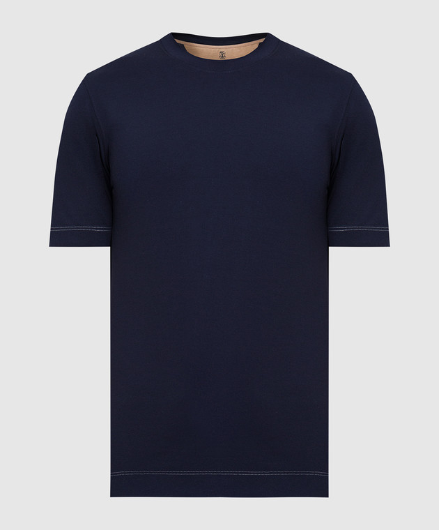 Brunello Cucinelli Темно-синяя футболка M0T617107