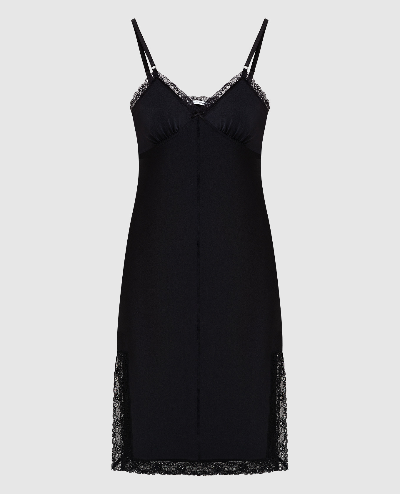 

Платье-комбинация с кружевной отделкой T by Alexander Wang, Черный, Платья Миди