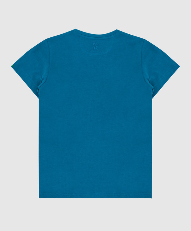 Stefano Ricci Детская бирюзовая футболка с вышивкой эмблемы YNH7200070803 изображение 2