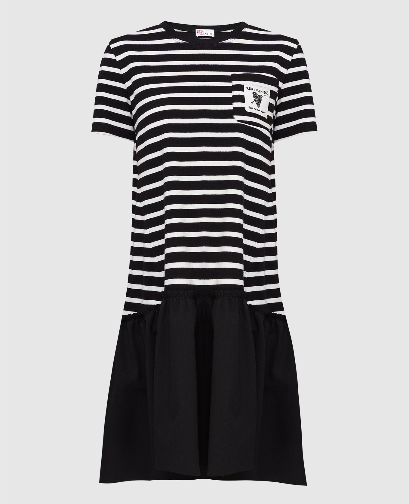

Платье в полоску Red Valentino, Черный, Платья Миди