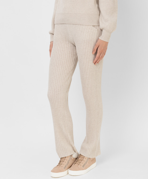 Be Florence Light beige ribbed cashmere trousers F2111 image 3