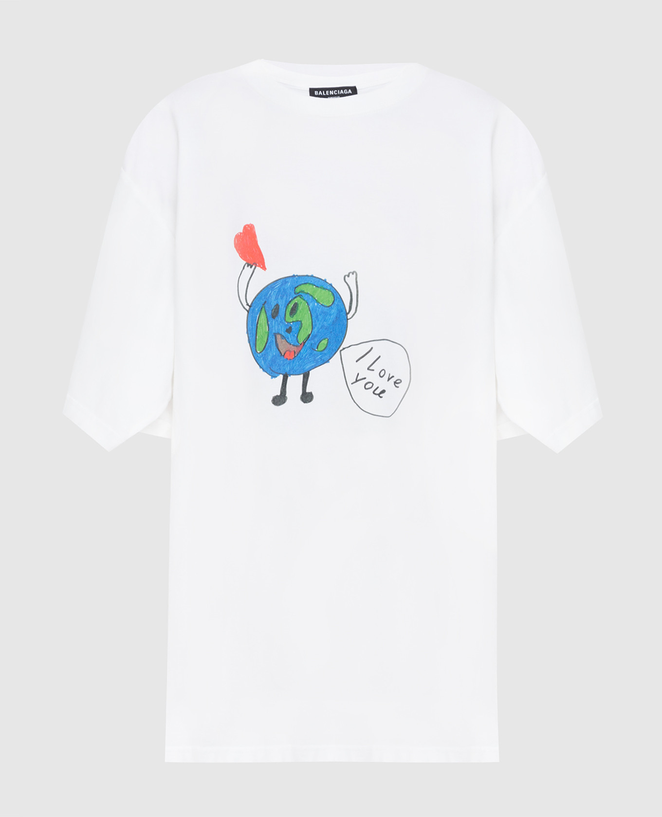 

Футболка oversize с принтом Love Earth Balenciaga, Белый, Футболки