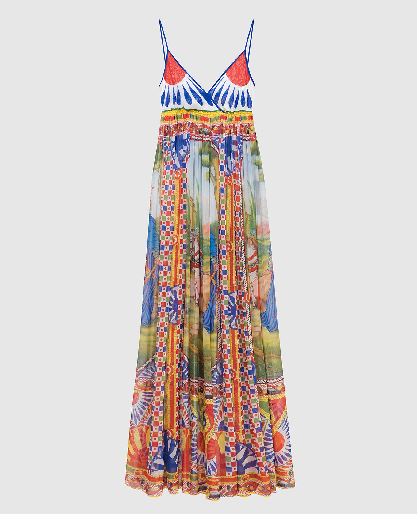 

Шелковый сарафан макси в принт Siciliano Сaretto, Разноцветный, Пляжные туники