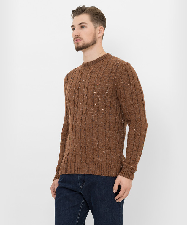 Florentino Светло-коричневый свитер в узор 221407120606 изображение 3