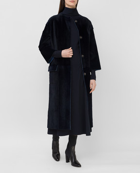 Via Cappella Темно-синя шуба з хутра кенгуру K11416130KANGAROO