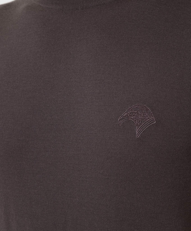 Stefano Ricci Темно-сірий джемпер з вовни з вишивкою емблеми логотипу K303071G01F21445 зображення 5