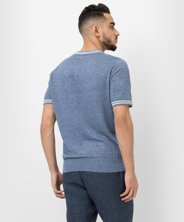 Brunello Cucinelli Синяя льняная футболка M2L18300 изображение 4