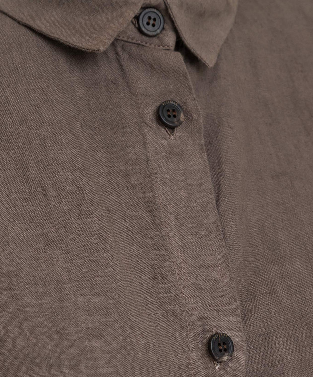 Peserico Темно-бежевая рубашка из льна S06326T001617 изображение 5
