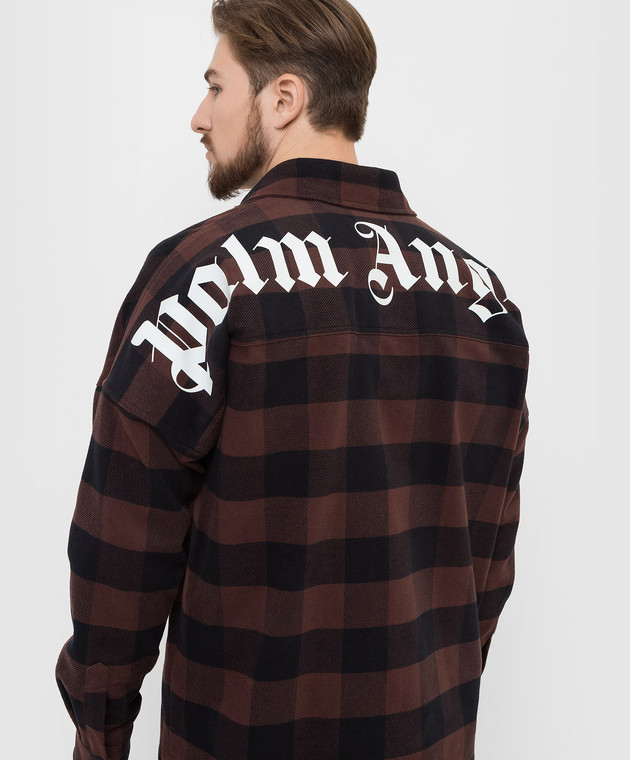 Palm Angels Рубашка в клетку с принтом логотипа PMGA024F21FAB002 изображение 5