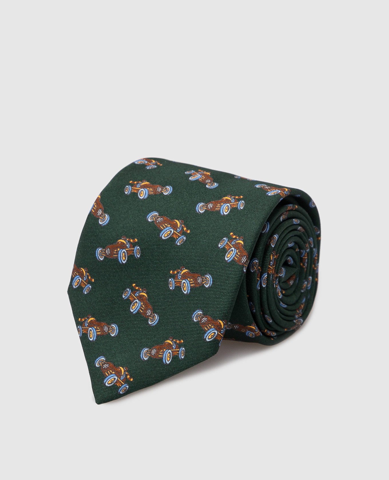 Patterned Tie and Pache Scarf Set for Children Dark Green Silk