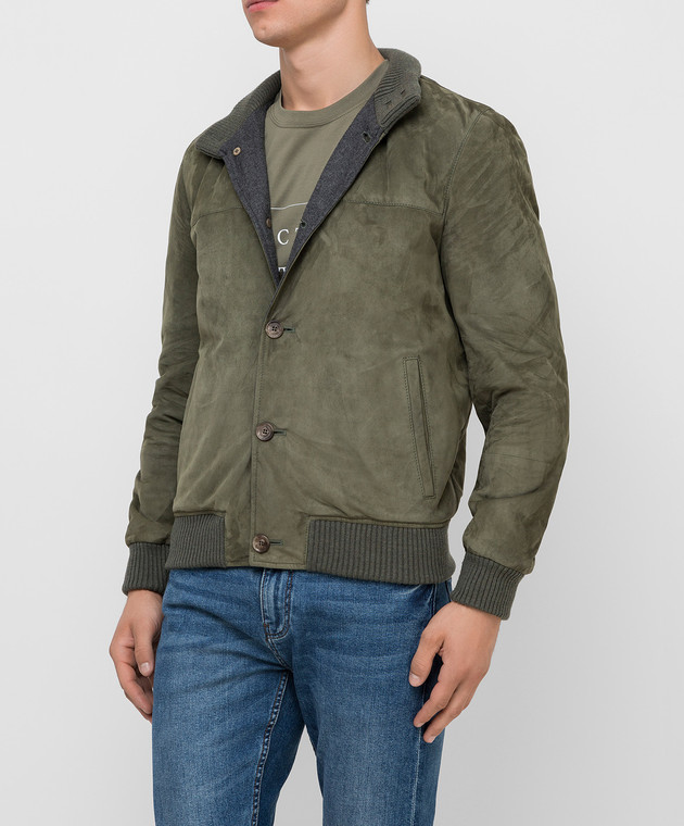 Enrico Mandelli Зеленая замшевая куртка A8T1105214 изображение 3