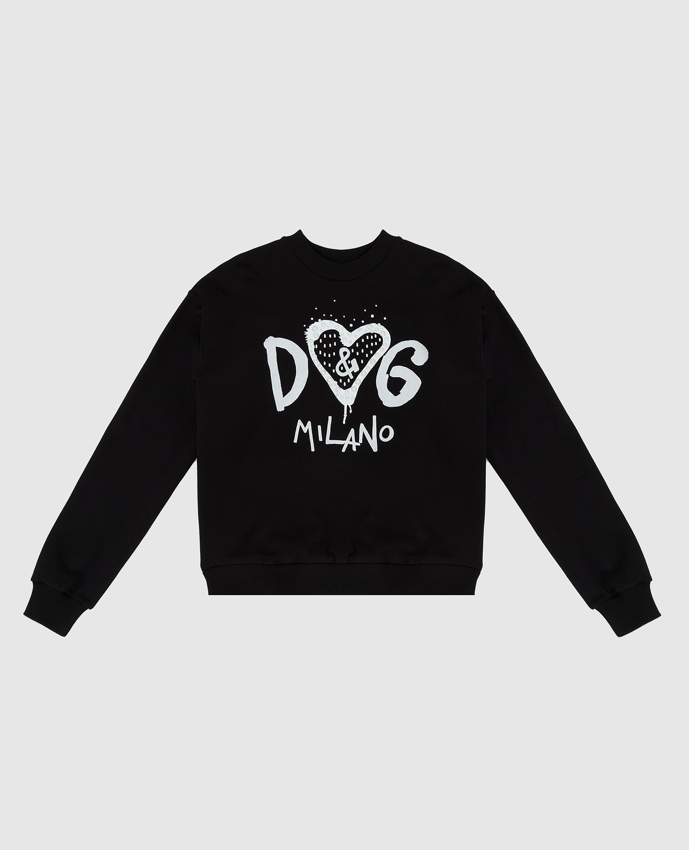 

Детский свитшот с принтом и кристаллами Dolce&Gabbana, Черный, Худи и свитшоты