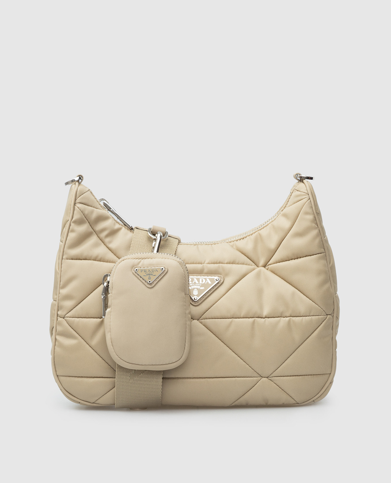 

Сумка-хобо Re-Nylon Prada, Светло-бежевый, Сумки