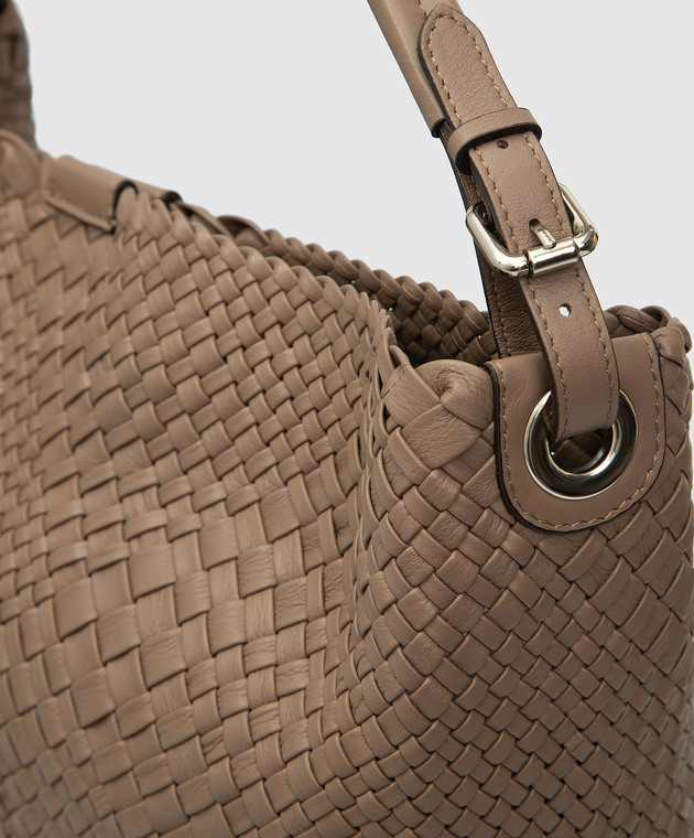Alma Tonutti - Beige Intrecciato Weave Leather Hobo Bag 5200 buy at Symbol