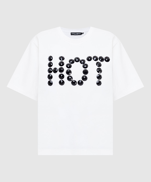Dolce&Gabbana Біла футболка з намистинами F8O49ZG7BUJ