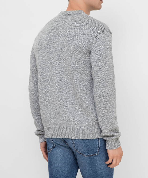 Balmain Світло-сірий светр з вовни мериноса з візерунком логотипу WH1KD000K027 зображення 4