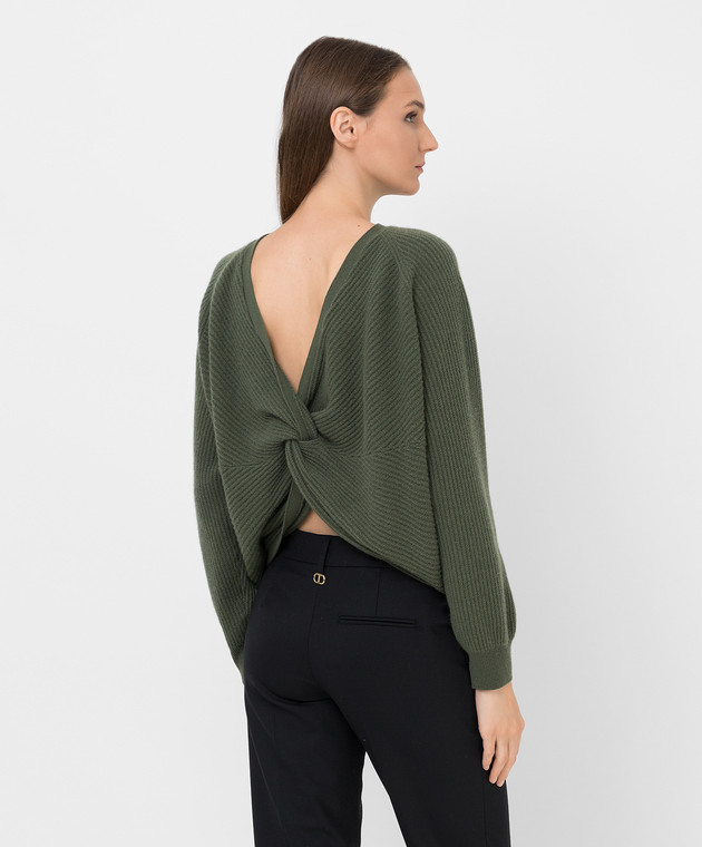 Allude Темно-зелений светр з кашеміру з вирізом 21511198 зображення 4