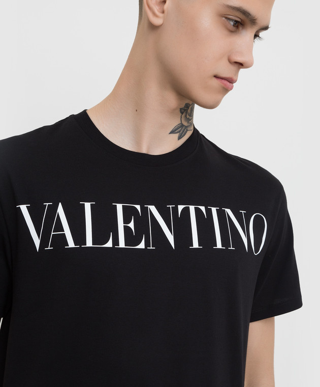 Valentino Черная футболка с принтом логотипа XV3MG10V84F изображение 5