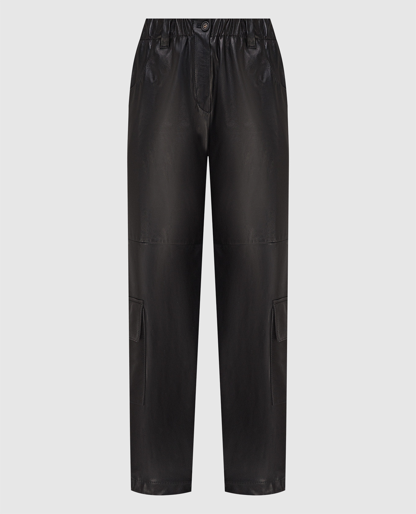 

Черные кожаные брюки-карго Brunello Cucinelli, Черный, Повседневные брюки casual