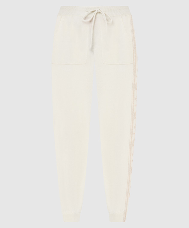 Be Florence White patterned cashmere joggers F2112