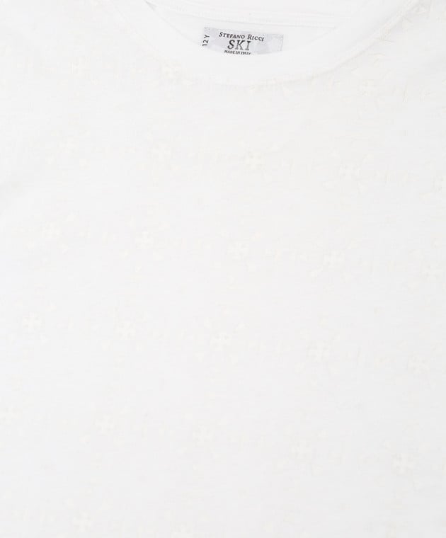Stefano Ricci Детская белая футболка в принт YNH6S40010803 изображение 3
