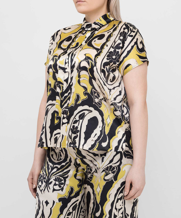 Marina Rinaldi Желтая блуза из шелка BONBON изображение 3