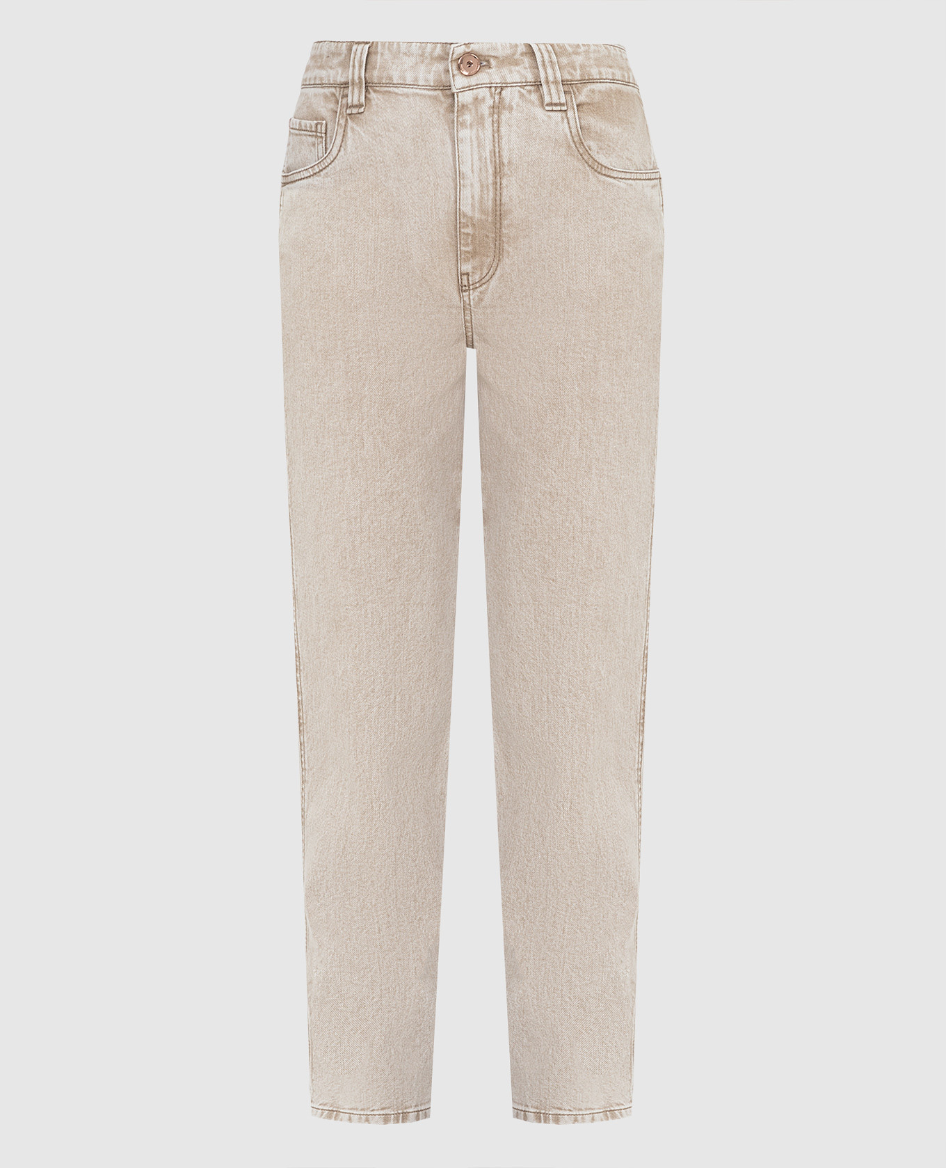 

Бежевые джинсы-мом, Бежевый, Прямые джинсы