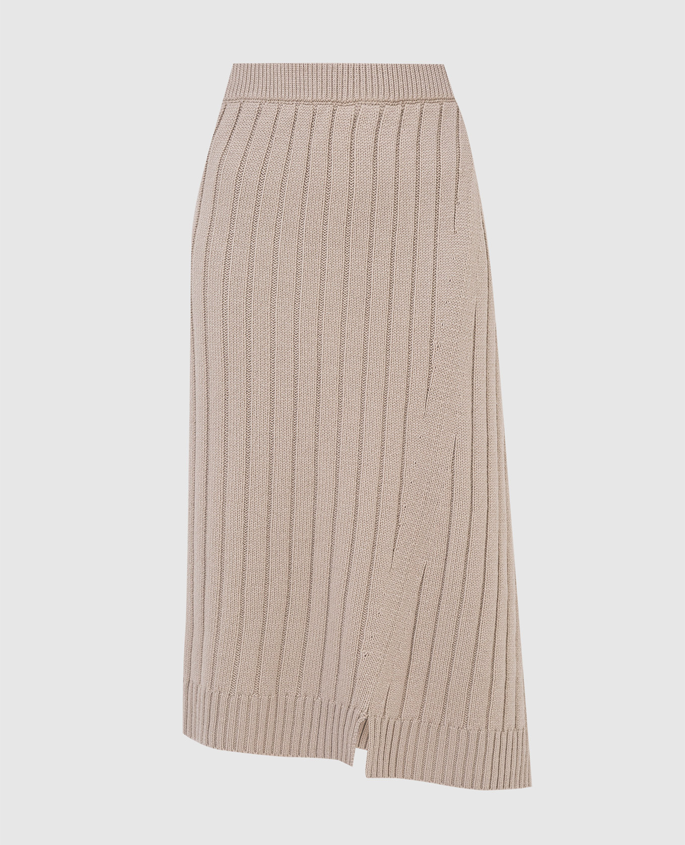 Dejan Beige Asymmetric Cashmere Skirt
