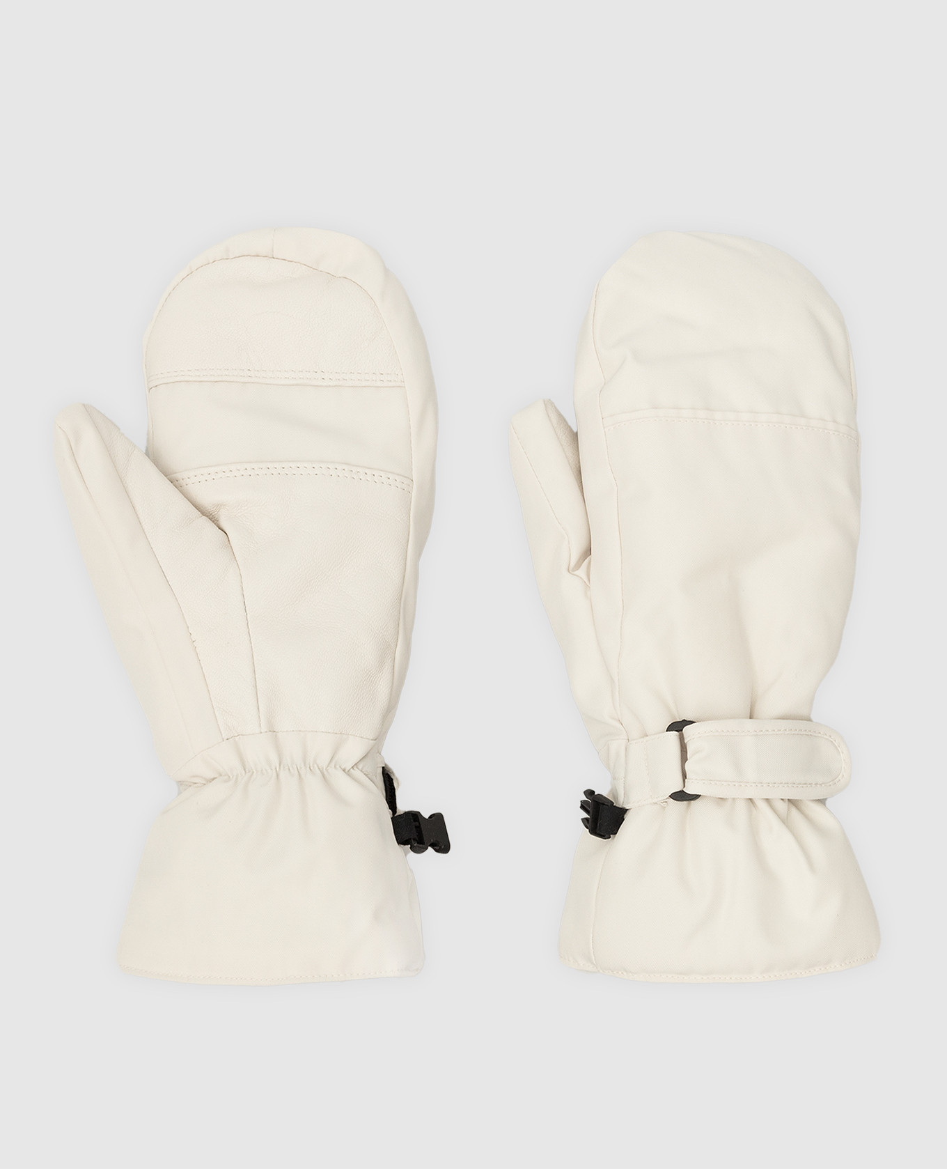 Светло-бежевые рукавицы с кожаными вставками