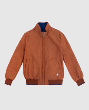 Stefano Ricci Детская двусторонняя оранжевая куртка из шерсти, кашемира и шелка YDJ9200130HCB43