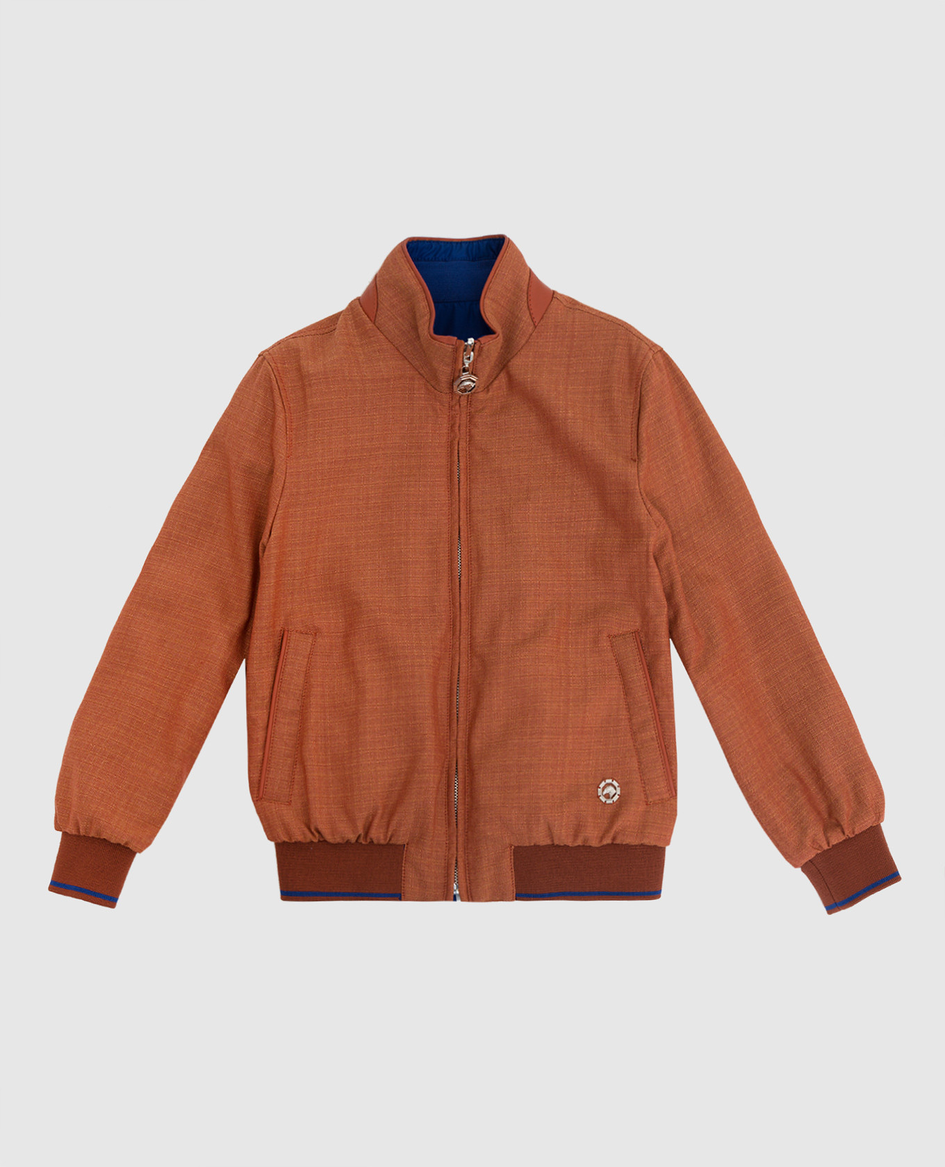 Children's reversible orange wool, cashmere and silk jacket