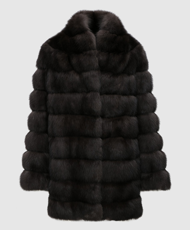 Real Furs House Чорне хутряне пальто SBR29548DARK