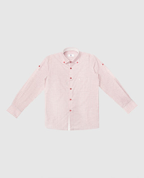 Stefano Ricci Детская светло-бордовая рубашка в полоску YC002674L1667