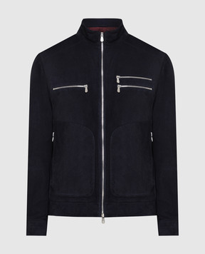 Brunello Cucinelli Темно-синяя замшевая куртка M0PCL1817