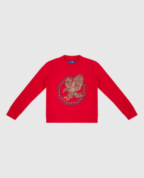 Stefano Ricci Детский красный свитшот с вышивкой эмблемы YNL8200030726