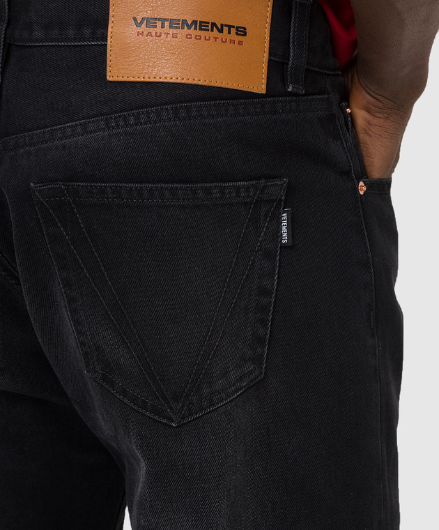 Vetements Чорні джинси з ефектом потертості ME52PA250B зображення 5