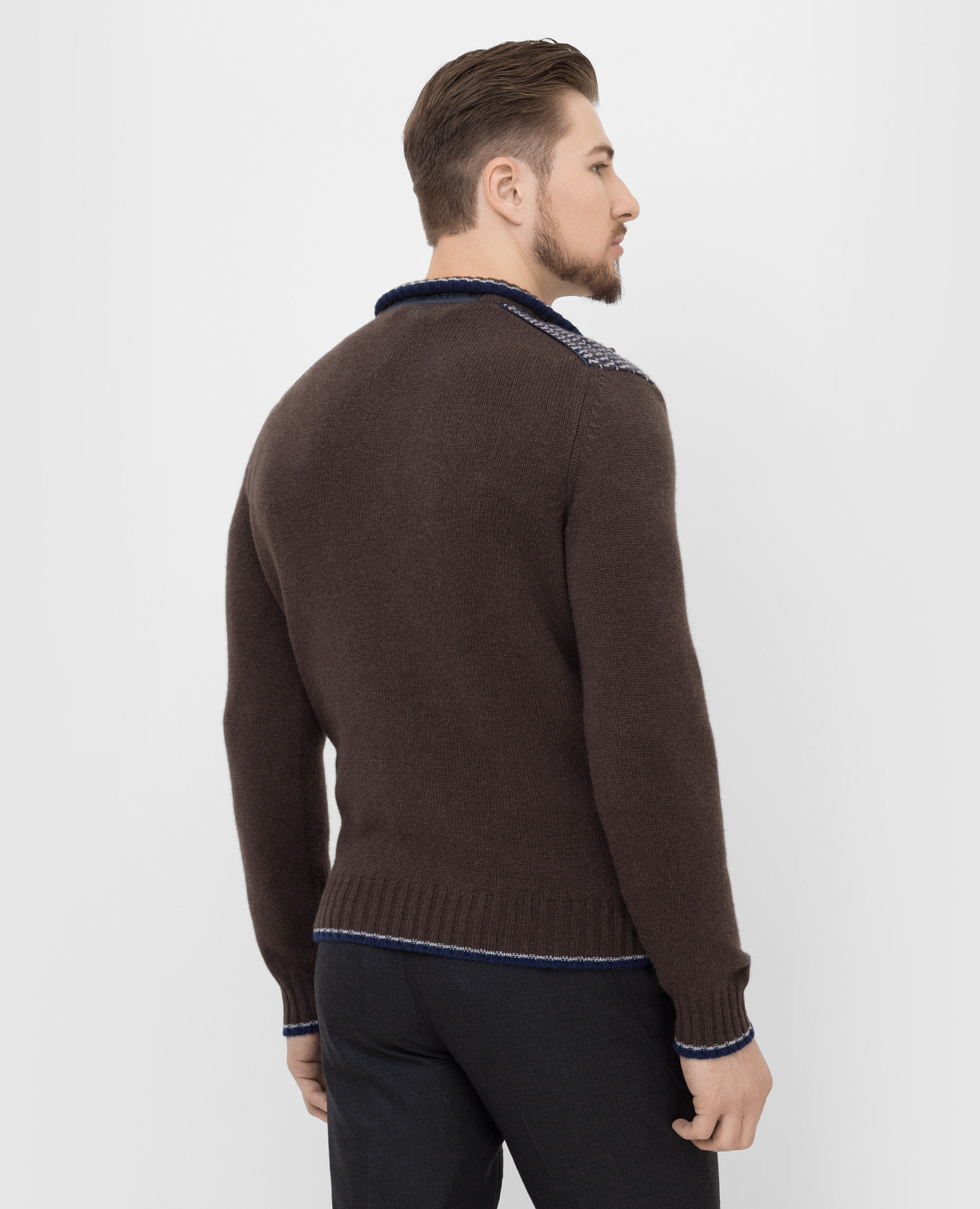 Stefano Ricci Коричневый свитер из кашемира в узор K606238L03F21420 изображение 4