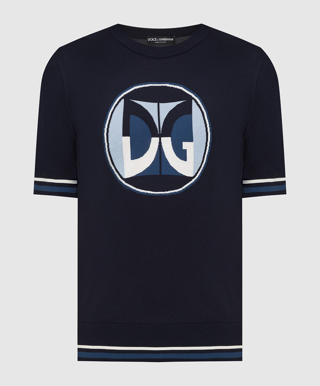 Dolce&Gabbana - Navy blue silk T-shirt GXA74TJASMB buy at Symbol