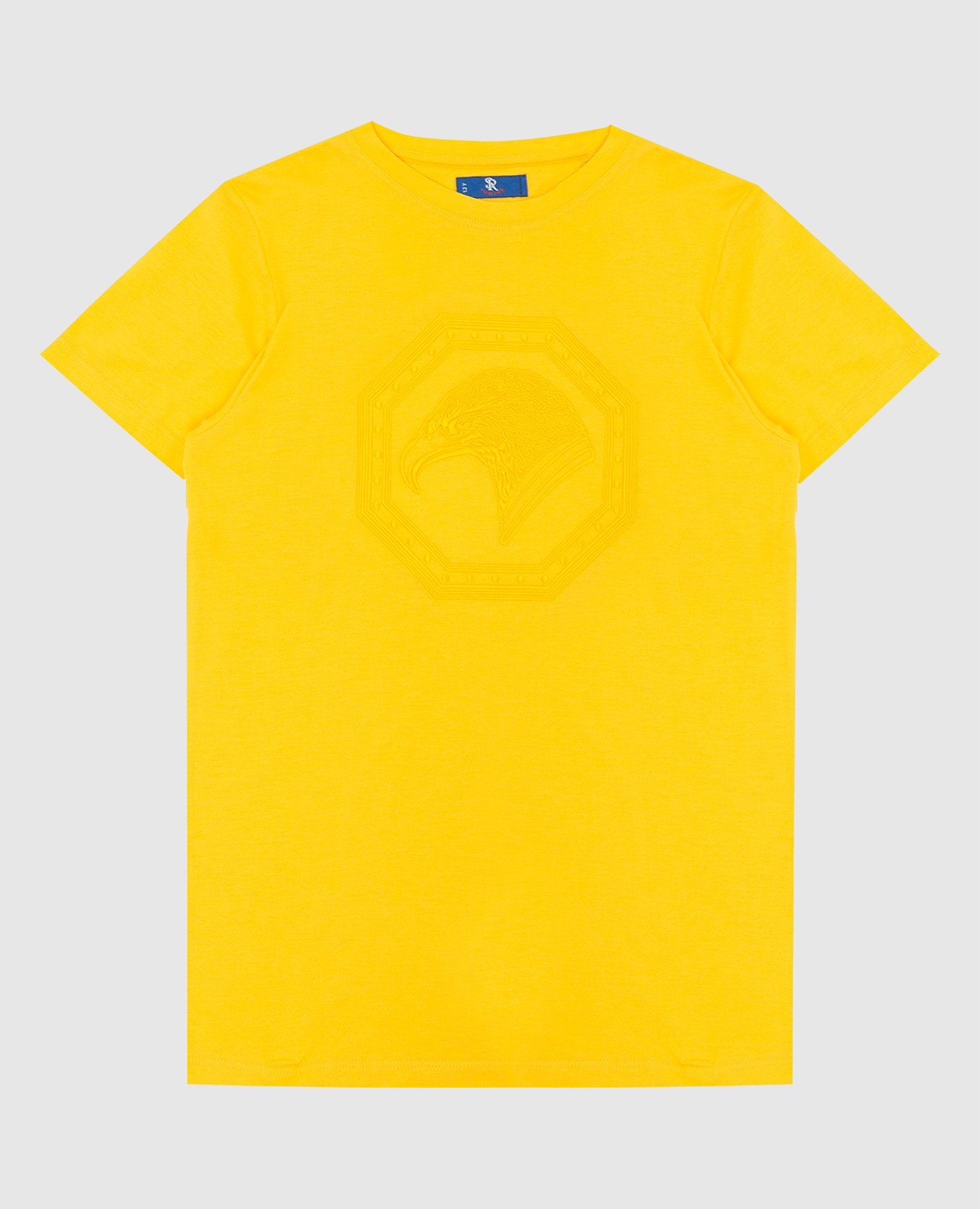 Детская желтая футболка с вышивкой эмблемы