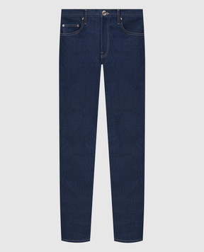 Off-White Темно-синие джинсы-слим с вышивкой Diag Outline OMYA102C99DEN001