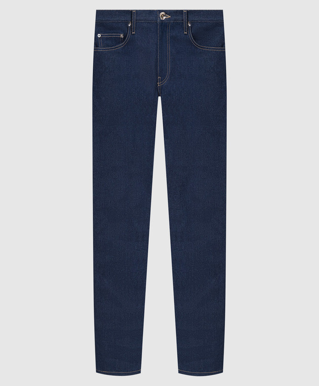 Off-White Темно-сині джинси-слім із вишивкою Diag Outline OMYA102C99DEN001