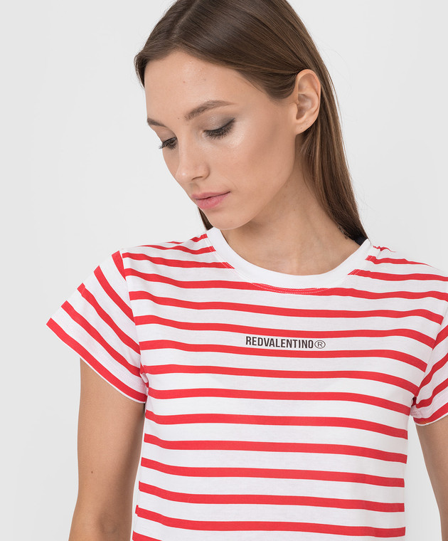 Red Valentino Красная футболка в полоску с логотипом XR3MG13F6D9 изображение 5