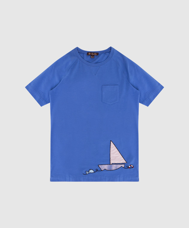 Loro Piana Детская синяя футболка F2FAI0800