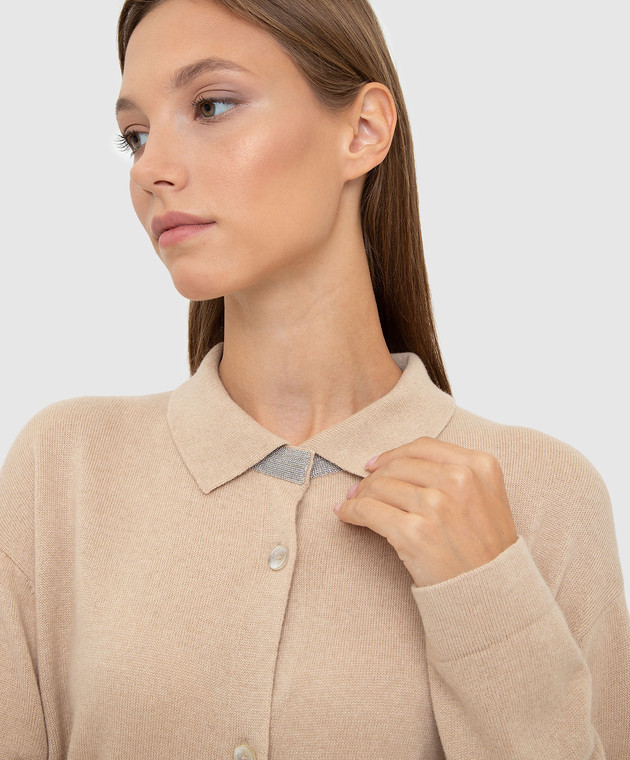 Fabiana Filippi Платье-рубашка из шерсти, шелка и кашемира с разрезами ABD221W164 изображение 5