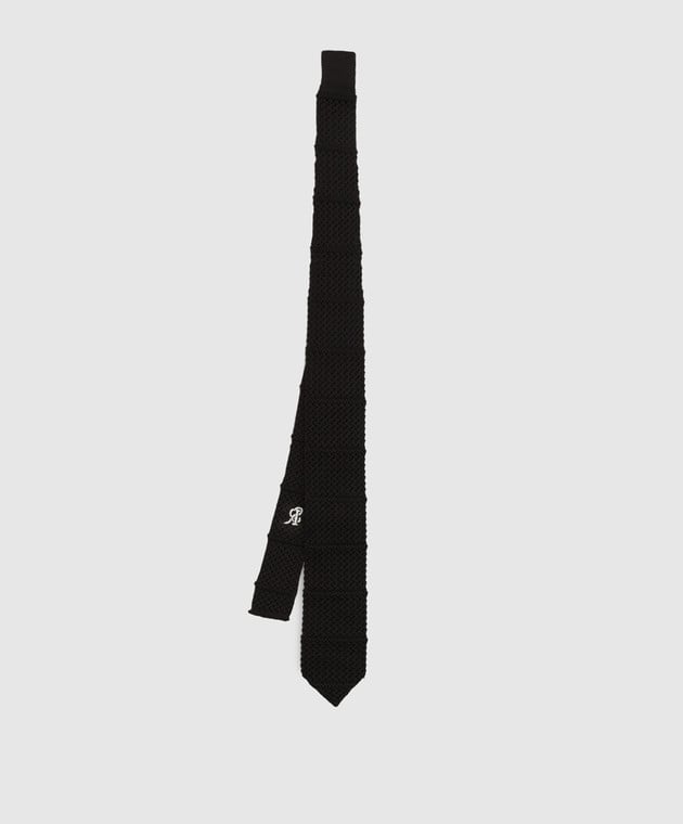 Stefano Ricci Детский черный шелковый галстук в узор YCRM2600SETA изображение 2