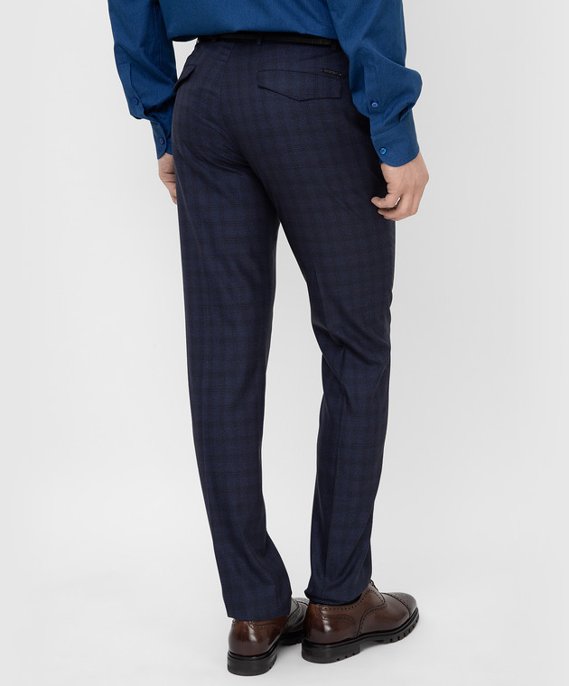 Stefano Ricci Темно-синие брюки из шерсти в узор M1T1400090T002HC изображение 4