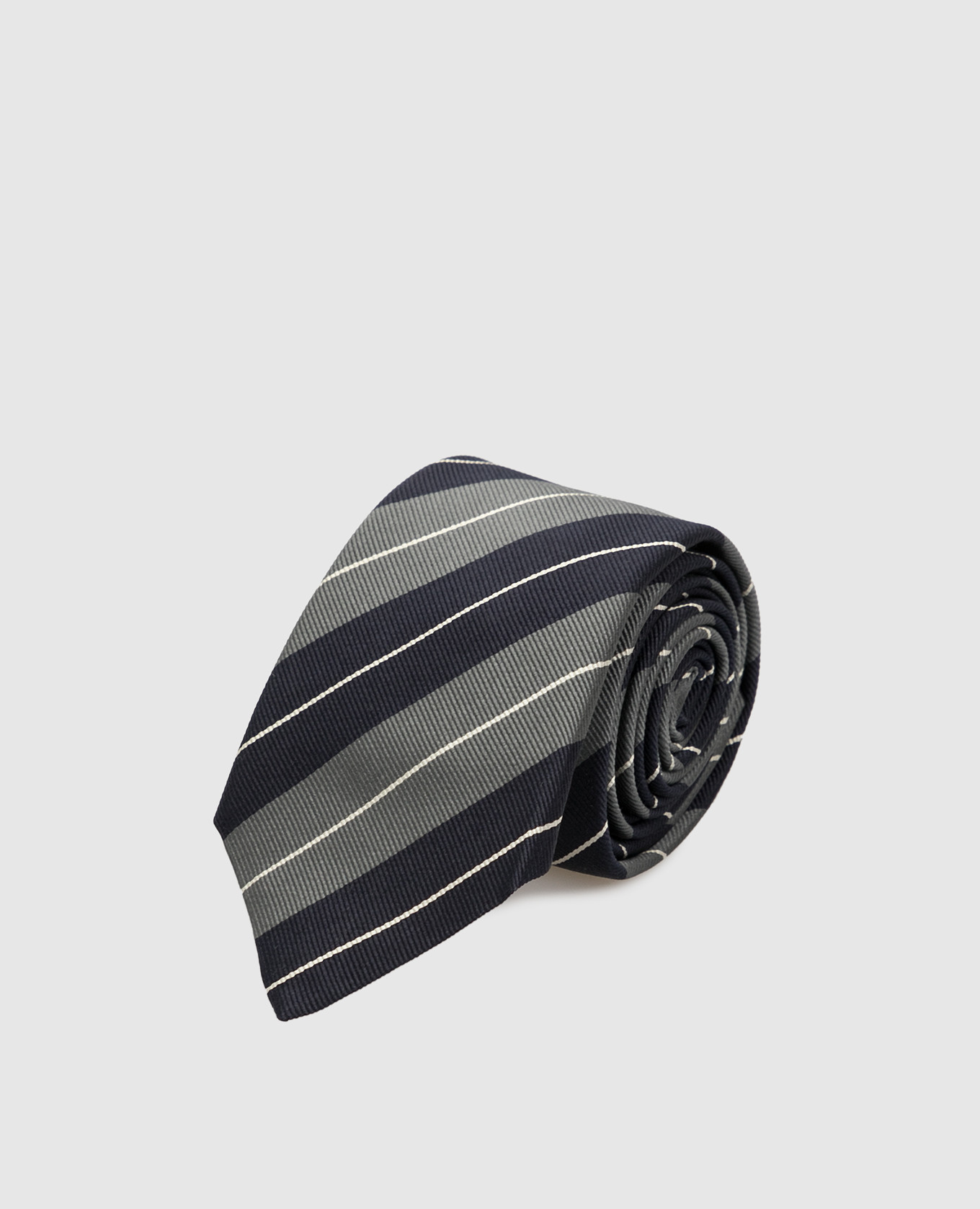 Темно-синий галстук из шелка с узором в полоску