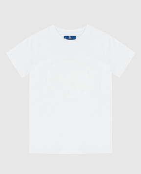 Stefano Ricci Детская белая футболка с вышивкой эмблемы YNH7200030803