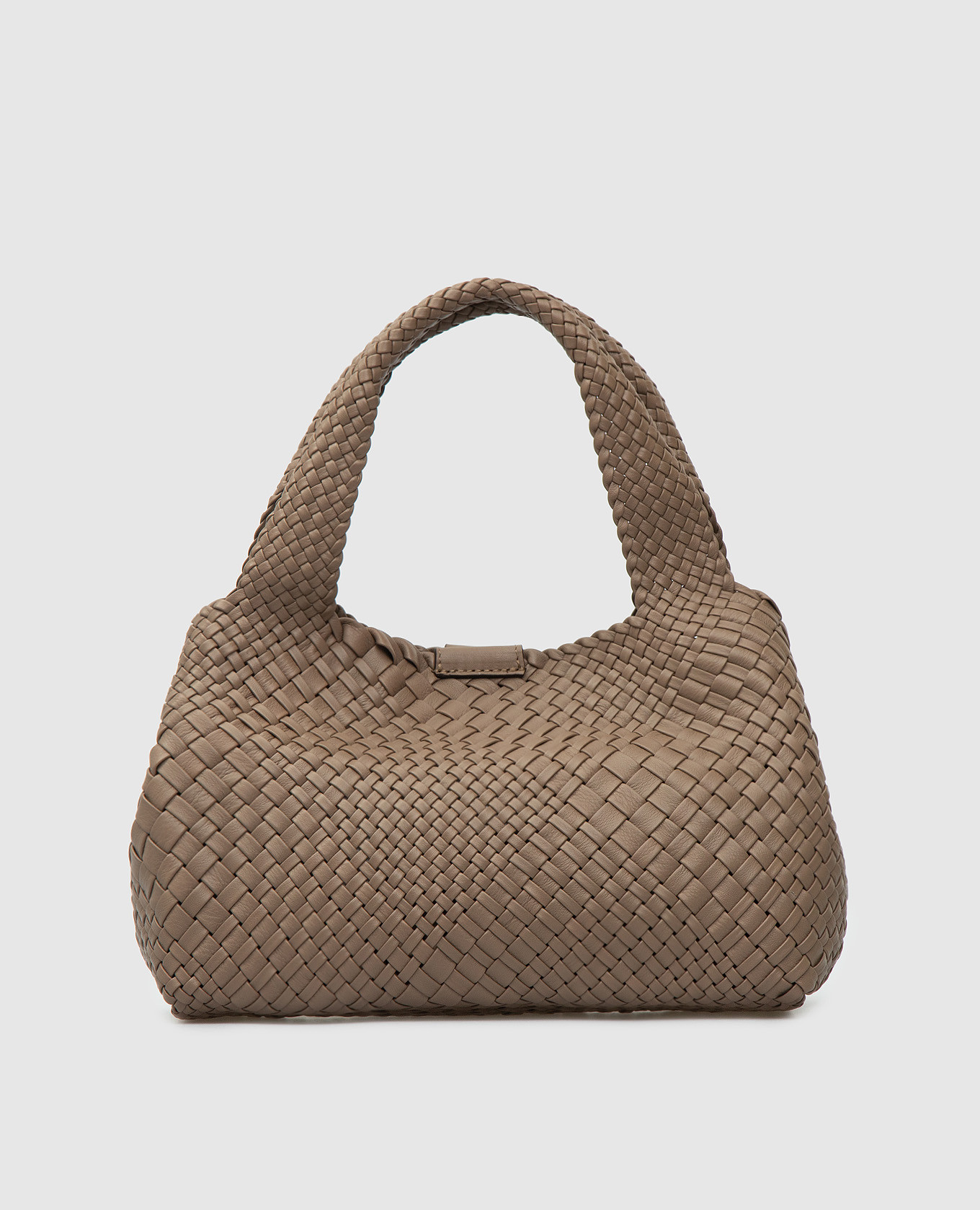 

Темно-бежевая кожаная сумка-тоут с плетением Intrecciato, Бежевый, Сумки через плечо